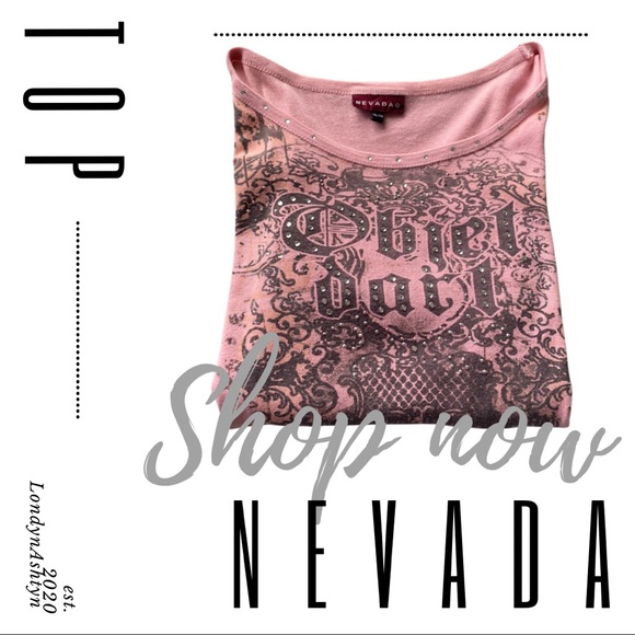 Nevada pink long sleeve T w/ diamond bling size xl - Picture 3 of 11